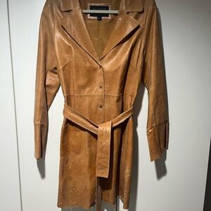 Wilsons Leather Tan Leather Jacket with Belted Waist